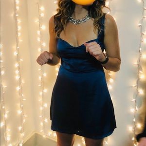 Tobi Here and Now Navy Blue Skater Dress